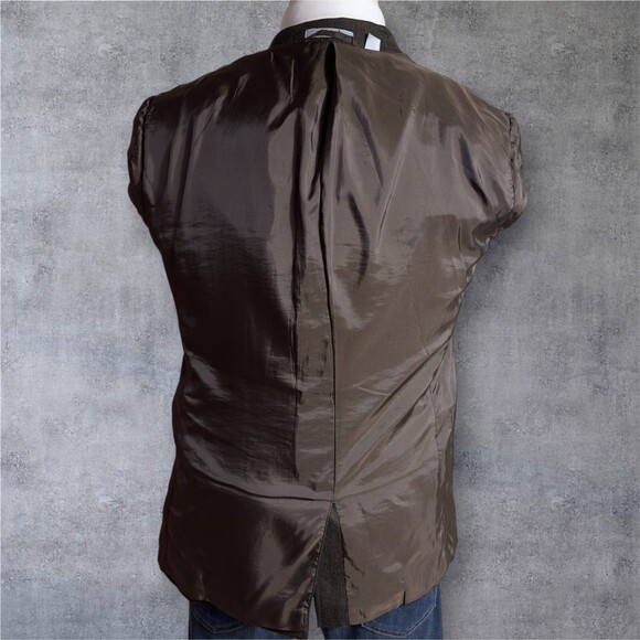 DKNY Mens Blazer Sport Coat Two Button Jacket 40R WOOL  Brown Herringbone Suits - Picture 16 of 16